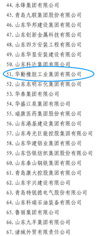 其中玲瓏輪胎、賽輪集團(tuán)、萬達(dá)集團(tuán)、華勤橡膠、三角輪胎、豪邁集團(tuán)，入圍山東民營(yíng)企業(yè)吸納就業(yè) 100 強(qiáng)名單。