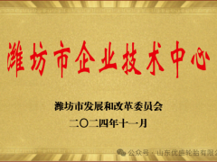 優(yōu)盛輪胎榮膺濰坊市企業(yè)技術中心稱號