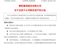 賽輪輪胎2.65億收購(gòu)普利司通沈陽(yáng)